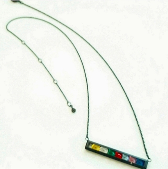 Crystals Birthstones Black Bar Necklace Swarovski Adjusts Origami Owl NWOT - Picture 12 of 12